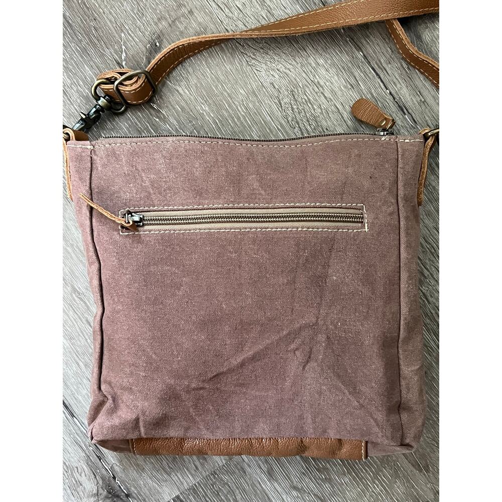 Myra DIZZY CIRCLE Canvas/Leather Crossbody Boho Shoulder Bag - Picture 5 of 14